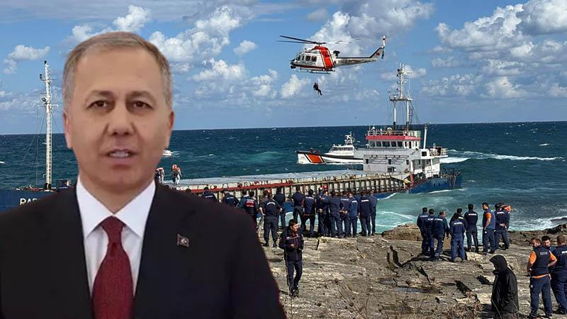 Bakan Yerlikaya’dan karaya oturan gemideki mürettebatı kurtaran helikopter pilotu üsteğmene tebrik